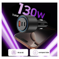 Tech-Protect CC04 3-port PD130W car charger - black
