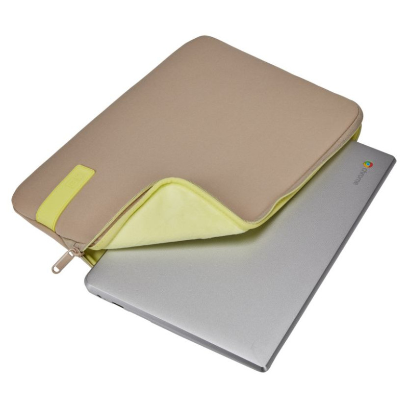 Case Logic 4694 Reflect Laptop Sleeve 14 REFPC-114 Plaza Taupe/Sun-Lime