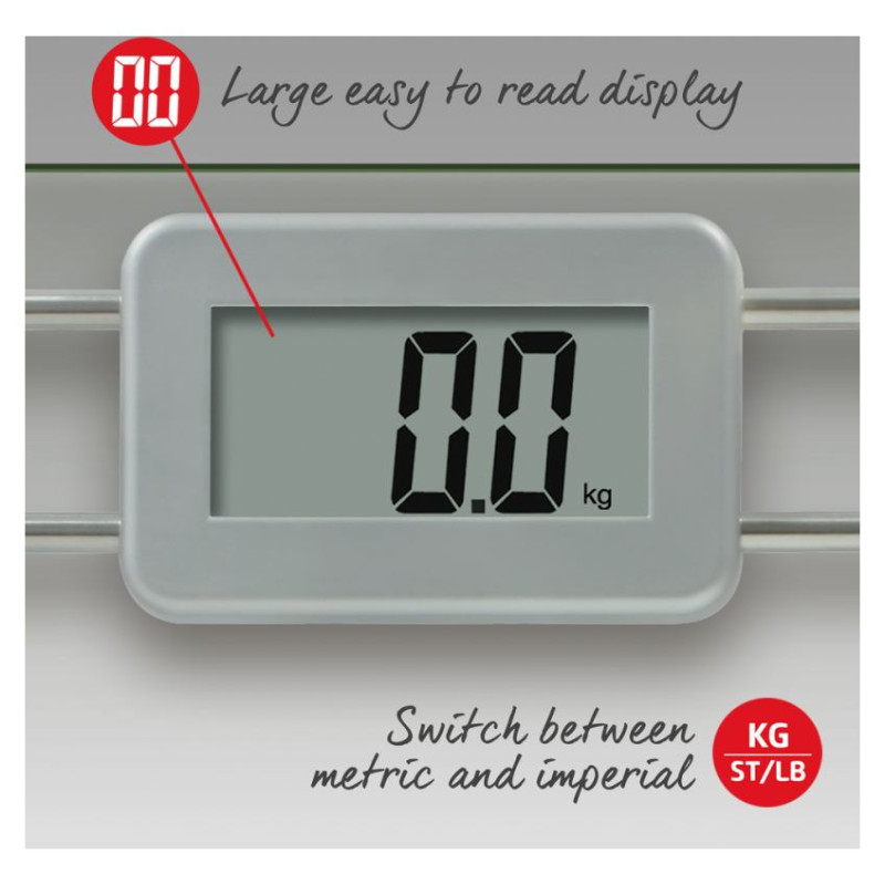 Salter 9081 SV3R Toughened Glass Compact Electronic Bathroom Scale