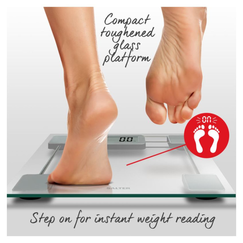 Salter 9081 SV3R Toughened Glass Compact Electronic Bathroom Scale