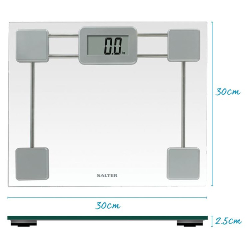 Salter 9081 SV3R Toughened Glass Compact Electronic Bathroom Scale