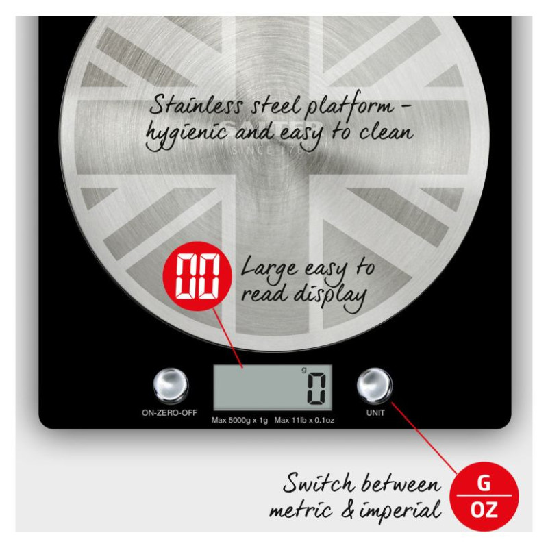 Salter 1036 UJBKDR Great British Disc Digital Kitchen Scale