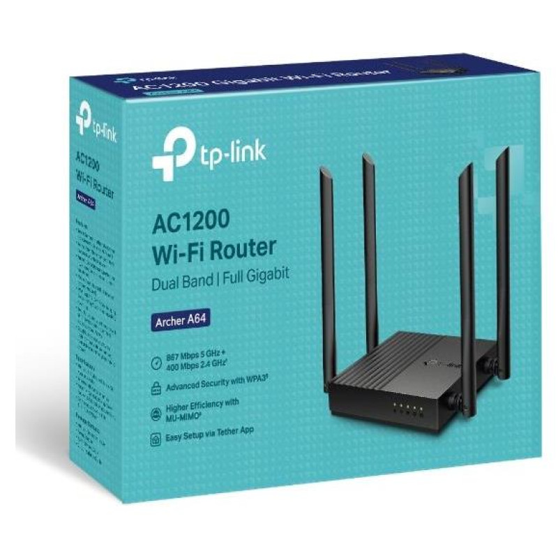 Tp-Link Wireless Router|TP-LINK|Wireless Router|1200 Mbps|1 WAN|4x10/100/1000M|ARCHERA64