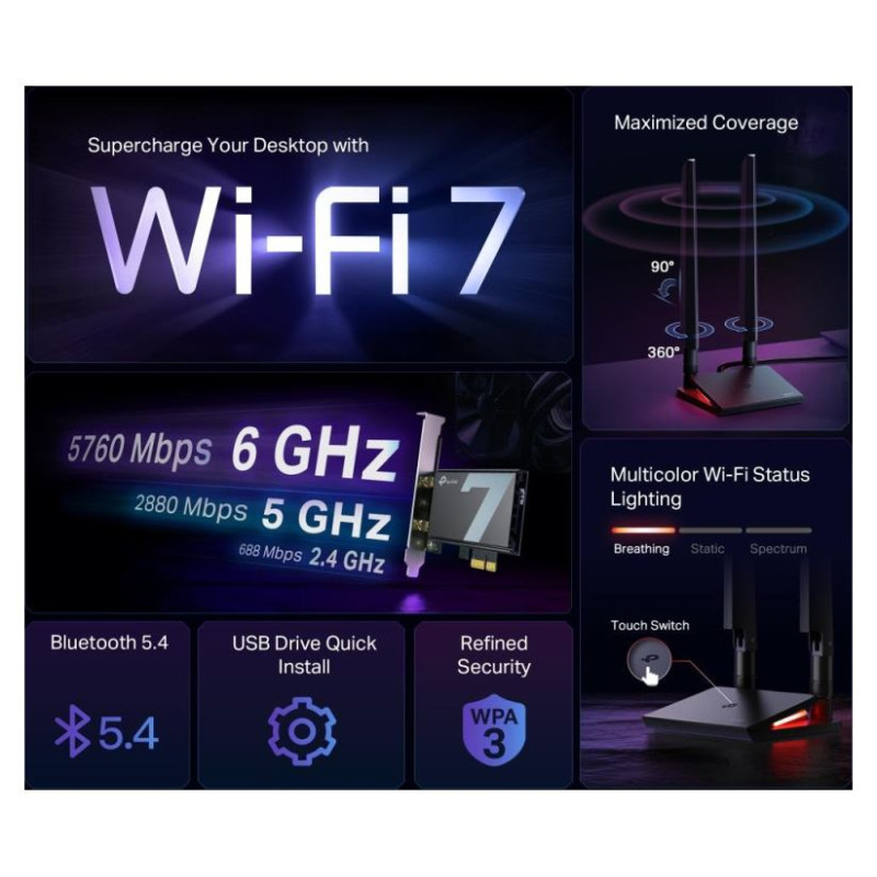 Tp-Link WRL ADAPTER 9300MBPS WI-FI 7/ARCHER TBE550E TP-LINK