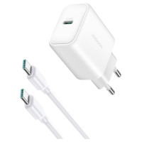 Joyroom JR-TCF24 USB-C PD 30W QC SFC network charger - white + 1m USB-C cable