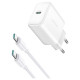 Joyroom JR-TCF24 USB-C PD 30W QC SFC network charger - white + 1m USB-C cable