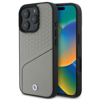 BMW Sign Leather Textured and Line MagSafe iPhone 16 Pro Case - Gray