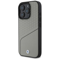 BMW Sign Leather Textured and Line MagSafe iPhone 16 Pro Case - Gray