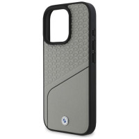 BMW Sign Leather Textured and Line MagSafe iPhone 16 Pro Case - Gray