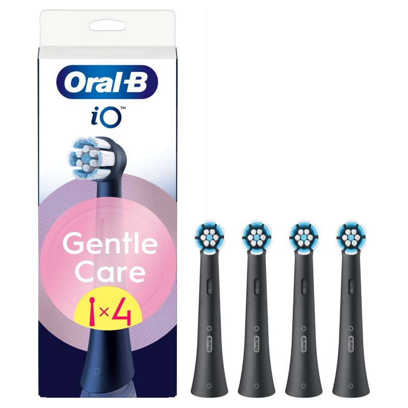 Braun SBF-4 Oral-B GentleCare zobu birstes uzgaļi, melni, 4 gab. - iO RB SBF-4