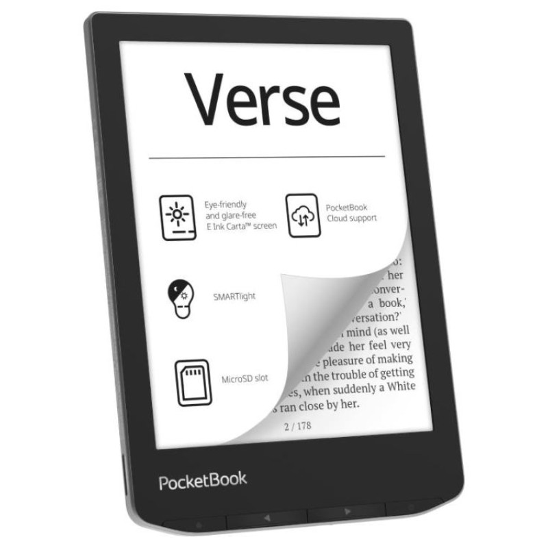 Pocketbook E-Reader|POCKETBOOK|Verse|6"|1024x758|1xUSB-C|Micro SD|Wireless LAN|Grey|PB629-M-WW