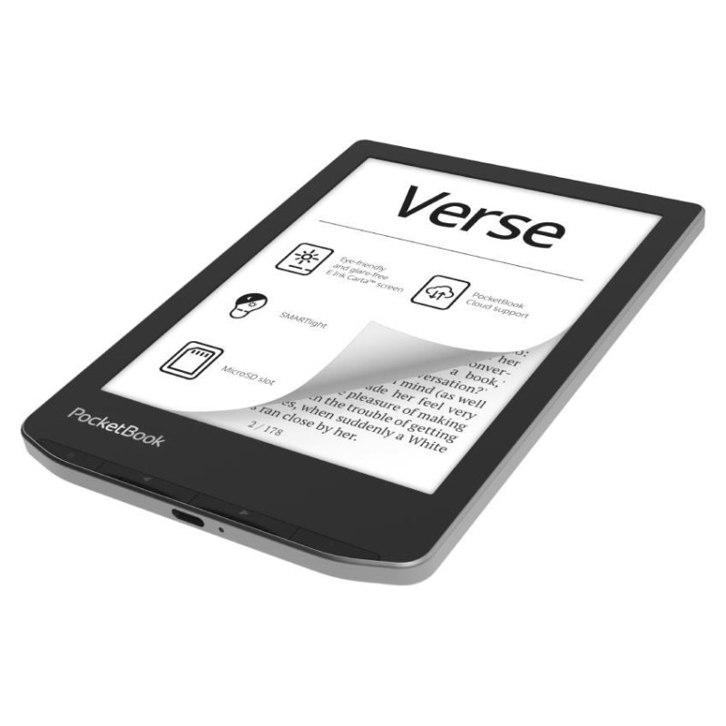 Pocketbook E-Reader|POCKETBOOK|Verse|6"|1024x758|1xUSB-C|Micro SD|Wireless LAN|Grey|PB629-M-WW