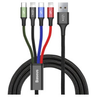 Baseus cable USB 4in1 2x Lightning / USB Type C / micro USB cable in nylon braid 3.5A 1.2m black (CA1T4-A01)