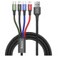 Baseus cable USB 4in1 2x Lightning / USB Type C / micro USB cable in nylon braid 3.5A 1.2m black (CA1T4-A01)