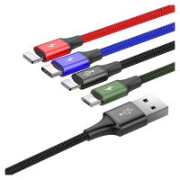 Baseus cable USB 4in1 2x Lightning / USB Type C / micro USB cable in nylon braid 3.5A 1.2m black (CA1T4-A01)