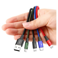 Baseus cable USB 4in1 2x Lightning / USB Type C / micro USB cable in nylon braid 3.5A 1.2m black (CA1T4-A01)