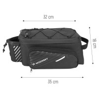 Wozinsky bike carrier bag with 9l shoulder strap (rain cover included) black (WBB22BK)