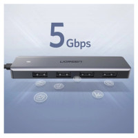 Ugreen USB Type C HUB - 4x USB 3.2 Gen 1 with USB-C power port gray (CM219 70336)