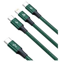 Baseus Rapid Series 3in1 USB-C - USB-C / Lightning / micro USB cable 20W PD 1.5m - green