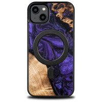 Bewood Wood and resin case for iPhone 15 Plus MagSafe Bewood Unique Violet - purple and black