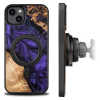 Bewood Wood and resin case for iPhone 15 Plus MagSafe Bewood Unique Violet - purple and black