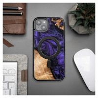 Bewood Wood and resin case for iPhone 15 Plus MagSafe Bewood Unique Violet - purple and black