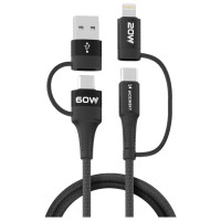 Wozinsky WNBAA 4in1 cable 2x USB-C 1x USB-A 1x Lightning 60W 1 m - black