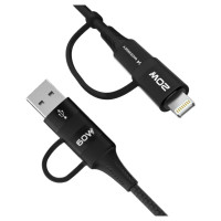 Wozinsky WNBAA 4in1 cable 2x USB-C 1x USB-A 1x Lightning 60W 1 m - black