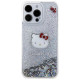 Hello Kitty Liquid Glitter Charms Kitty Head case for iPhone 15 Pro Max - silver