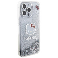 Hello Kitty Liquid Glitter Charms Kitty Head case for iPhone 15 Pro Max - silver