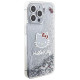 Hello Kitty Liquid Glitter Charms Kitty Head case for iPhone 15 Pro Max - silver