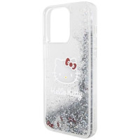 Hello Kitty Liquid Glitter Charms Kitty Head case for iPhone 15 Pro Max - silver