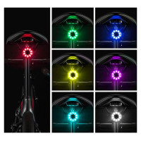 Rockbros Q1 Rear Bike Light 7 Color LED + USB-C - USB-A Cable - Black
