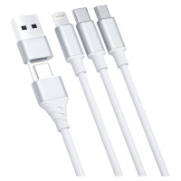 3Mk Protection 3mk Hyper Cable 3in1 USB-A - USB-C / USB-C - micro USB - Lightning 1.5m - white