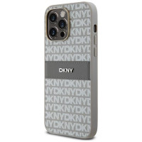 Dkny Leather Mono Stripe & Metal Logo case for iPhone 14 Pro Max - beige