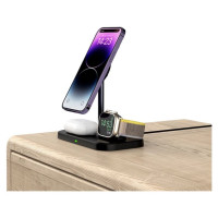 Tech-Protect QI15W-A22 MagSafe Inductive Charger with 3in1 MagSafe Stand for Smartphone / Apple Watch / AirPods - Black