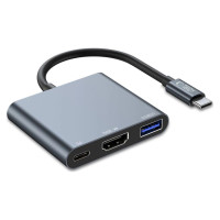 Tech-Protect HUB Tech-Protect V1 3in1 USB-C - USB-A 3.0 / USB-C PD 100W / HDMI 4K 30Hz - gray