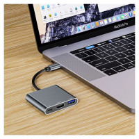 Tech-Protect HUB Tech-Protect V1 3in1 USB-C - USB-A 3.0 / USB-C PD 100W / HDMI 4K 30Hz - gray