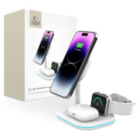 Tech-Protect QI15W-A27 3-in-1 inductive charger with MagSafe stand for smartphone / Apple Watch / AirPods - white