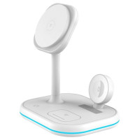 Tech-Protect QI15W-A27 3-in-1 inductive charger with MagSafe stand for smartphone / Apple Watch / AirPods - white