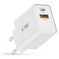 Tech-Protect NC30W USB-C PD 30W / USB-A QC 3.0 charger - white