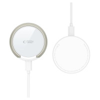 Tech-Protect QI15W-A33 Inductive Charger with MagSafe and Stand with USB-A / USB-C Cable - White