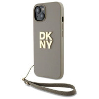 Dkny Wrist Strap Stock Logo case for iPhone 15 Plus - beige
