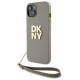Dkny Wrist Strap Stock Logo case for iPhone 15 Plus - beige