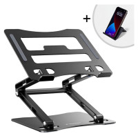 Wozinsky WRS-CPY75DSB Aluminum Laptop and Tablet Stand + Free Smartphone Stand - Black