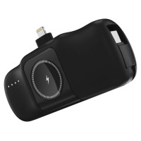Wozinsky WF16-YLS 5000mAh 15W Lightning Mini Power Bank with Built-in USB-C Cable and Apple Watch Charger - Black