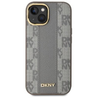 Dkny Leather Checkered Mono Pattern MagSafe iPhone 14 Case - Beige