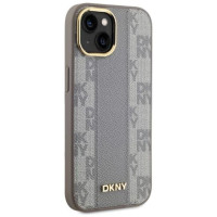 Dkny Leather Checkered Mono Pattern MagSafe iPhone 14 Case - Beige