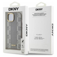 Dkny Leather Checkered Mono Pattern MagSafe iPhone 14 Case - Beige