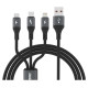 Dudao L3E 3 in 1 60W MicroUSB USB-C Lightning Cable 1.2m - Black